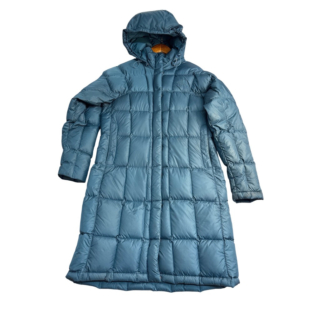 The North Face Metropolis Down Parka Teal Blue Hooded Puffer Coat Womens Medium